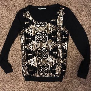 Black and gold sparkle long sleeve